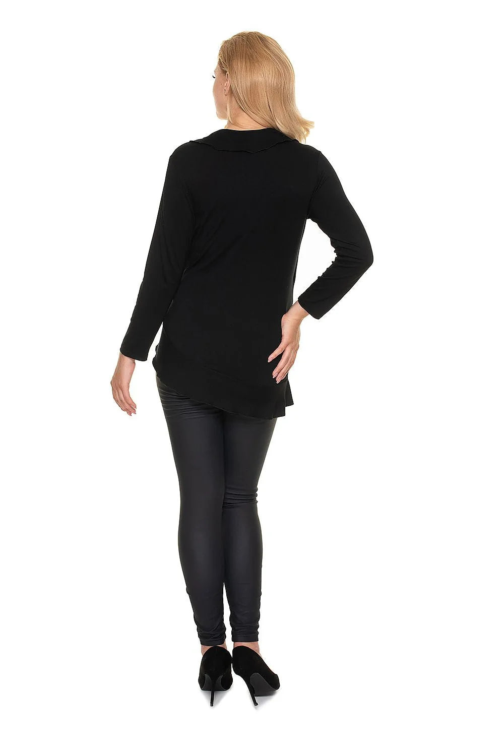 Top Maternité en Coton Noir Élégant et Confortable à Manches Longues pour Future Maman Chic
