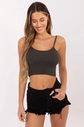 Crop Topcourt Côtelé et Short Jeans Taille Haute Femme Casual Été Matière Douce Élastique Look Moderne Décontracté