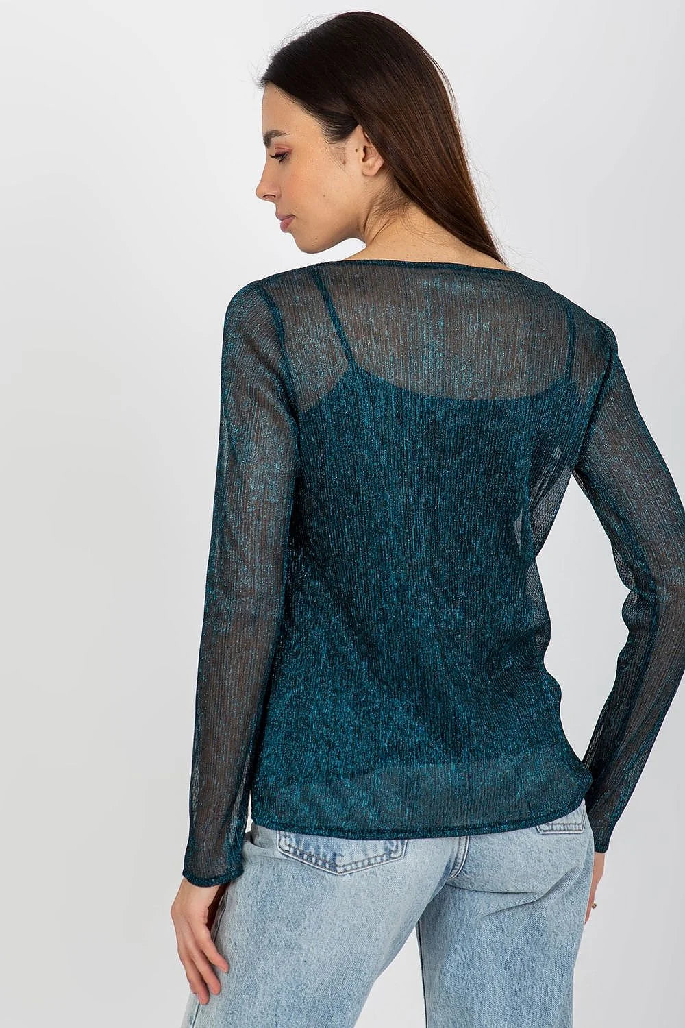 Chemisier Lakerta élégant pour femme en polyester 100% manches longues encolure ronde fleur décorative