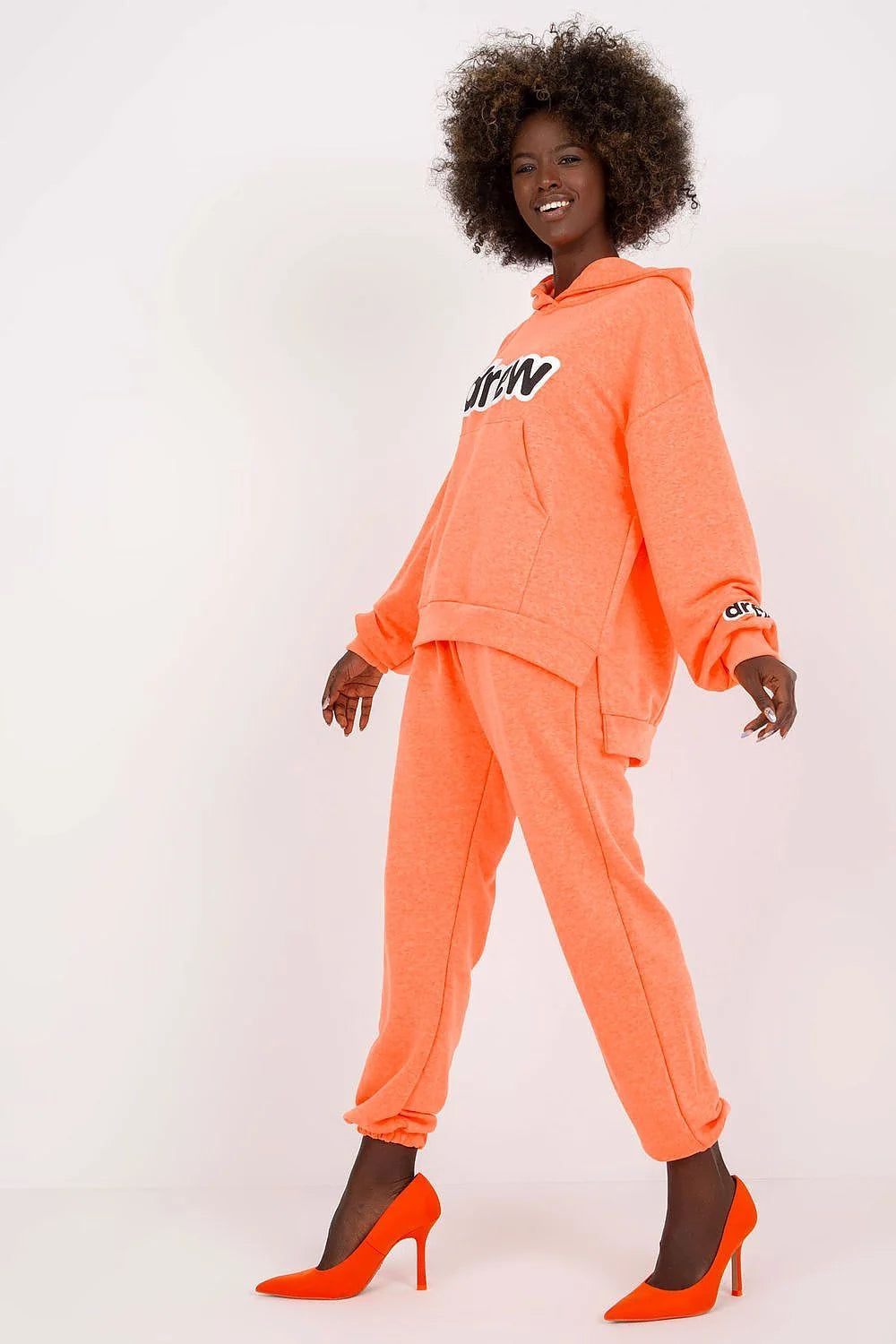 Ensemble Ex Moda Femme Sweat à Capuche et Joggers Coupe Oversize en Coton-Polyester Vert Vif