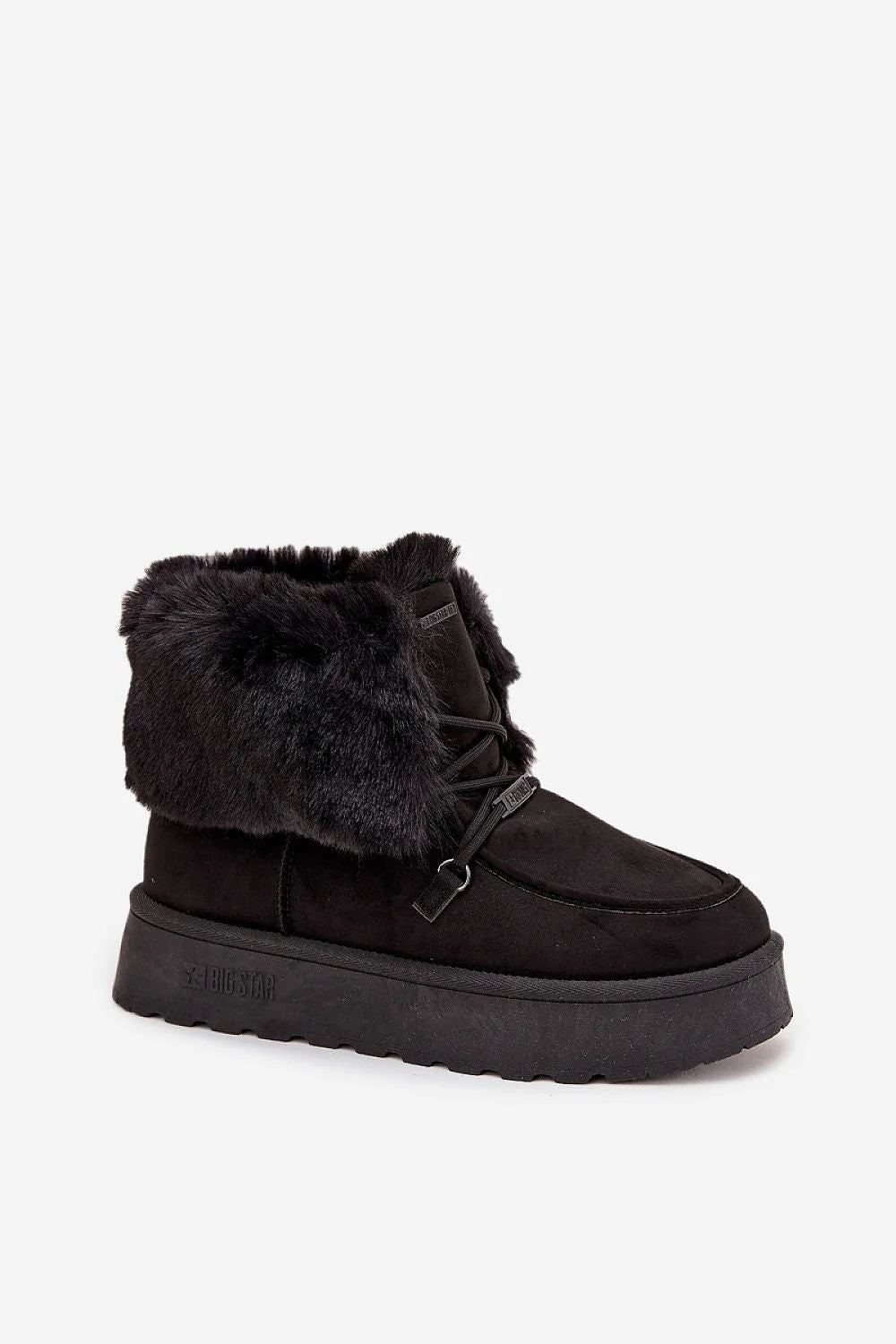 bottes neige femme BigStar suédine écologique membrane imperméable doublure fourrure col laçage plateforme épaisse semelle crantée adhérence urbaine