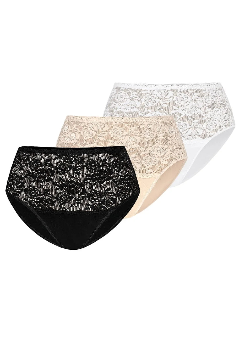 Culottes femme Violetta Teyli set 3 couleurs dentelle noire floral microfibre taille haute ajustée élégance confort multi-usage