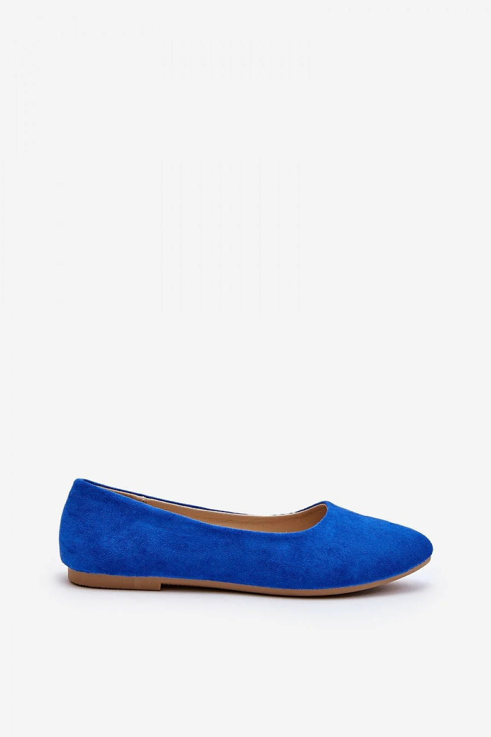 Ballerines élégantes pour femme en suède éco-friendly, design minimaliste, confortable, occasion quotidienne et décontractée, semelle en caoutchouc, couleur bleu vif