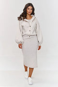 Ensemble athleisure pour femme, sweatshirt et jupe longue, coton mélangé, style moderne, confortable, polyvalent, occasion quotidienne