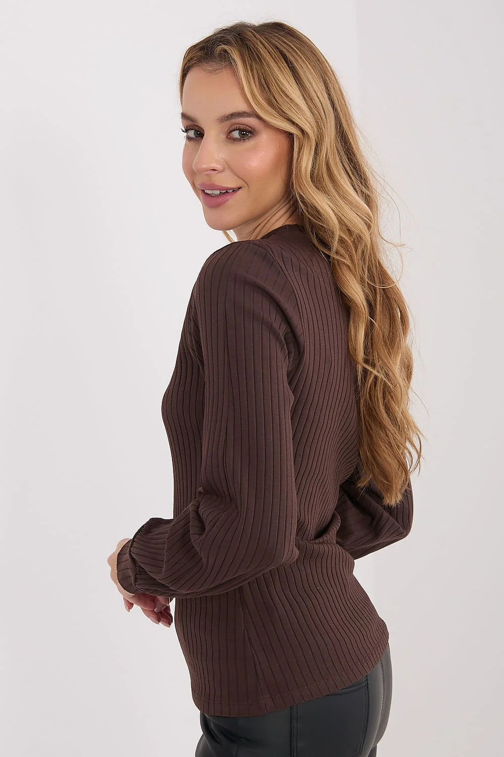 chemisier femme décontracté rayures larges broderie poitrine coton élasthanne doux extensible manches longues bouffantes poignets resserrés col rond enfilable