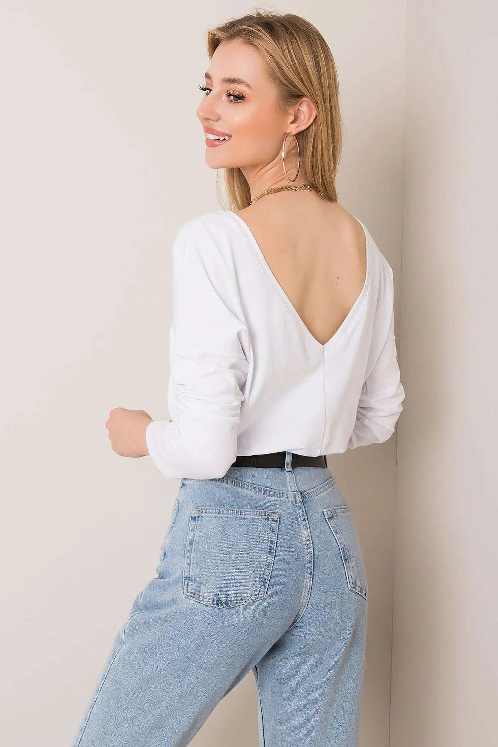 Chemisier femme coton manches longues élégant décontracté col rond gris clair casual moderne mode