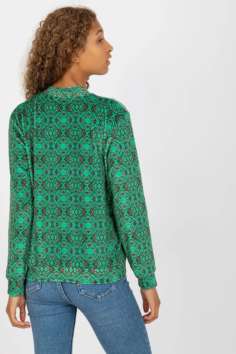 Veste zippée pour femme motif géométrique audacieux couleurs vives coupe ajustée matériaux doux style moderne polyvalent