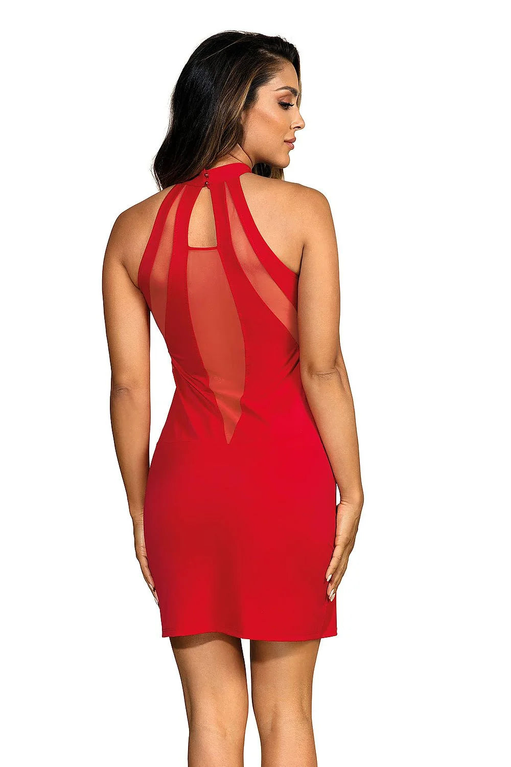 Robe sexy noire tulle microfibre col haut ajustable élégante soirée femme design moderne tendance