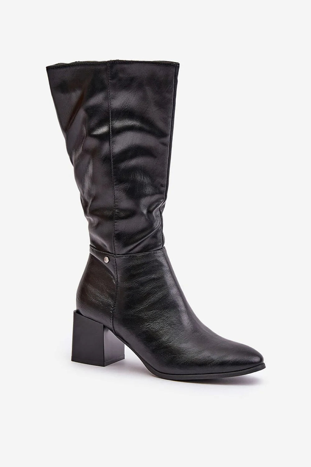 Bottes à talons stiletto en cuir noir élégantes pour femmes, style sophistiqué, talon stable, occasion quotidienne ou habillée