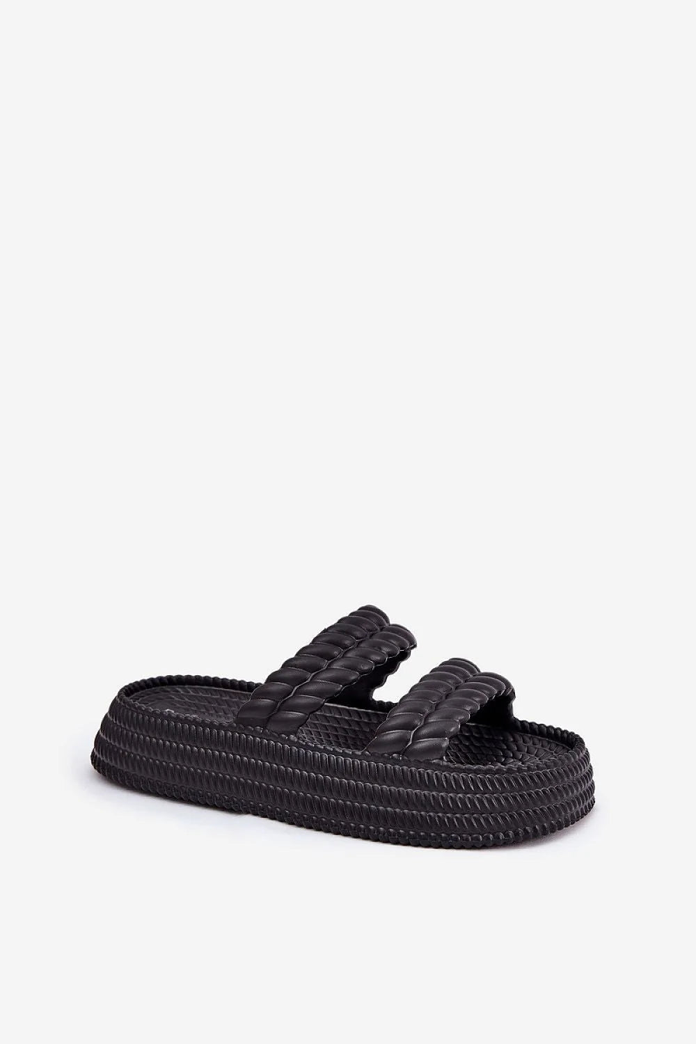 Sandales pour femmes style moderne audacieux semelle épaisse noire brides corde ouvertureorteils