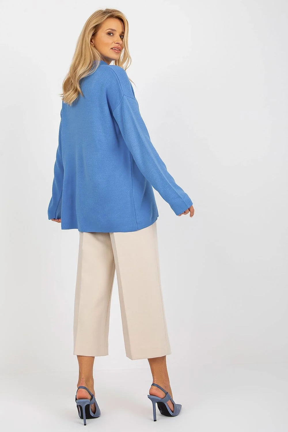 Pull-over femme Rue Paris rouge vif ample manches longues encolure ras du cou acrylique 100% tailles universelles mode Casual