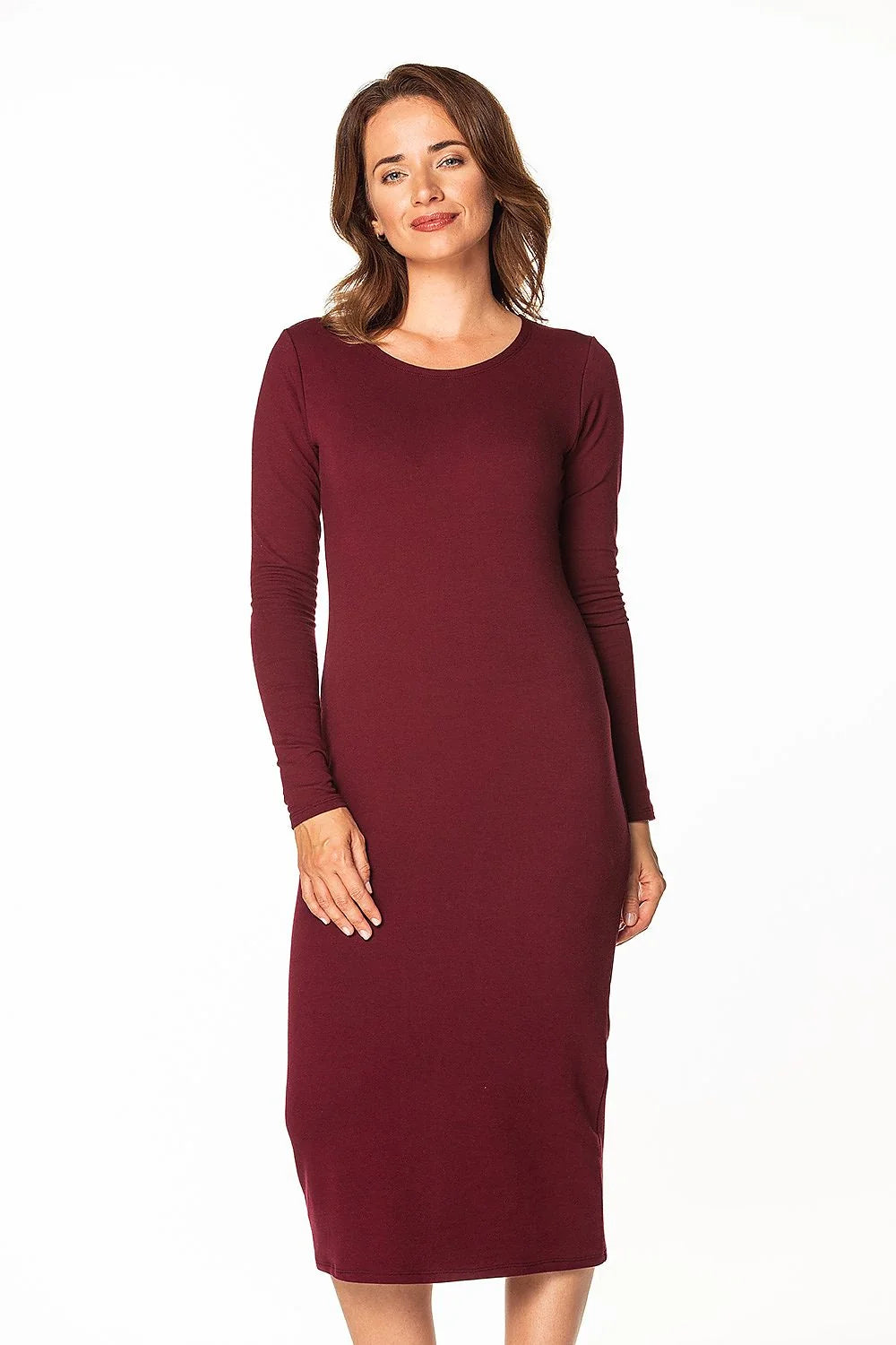 Robe de jour Tessita style épuré coupe ajustée manches longues en coton polyester femme élégance
