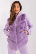 Gilet sans manches en fausse fourrure violet lavande mode féminine élégant confortable hiver automne femme