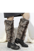 bottes cuissardes fausse fourrure gris brun mi mollet cuir synthétique noir semelle surélevée talon bas isolation thermique imperméables