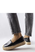 Espadrille Solea femme en simili-cuir noir motif tressé style estival confortable été occasionnels décontracté