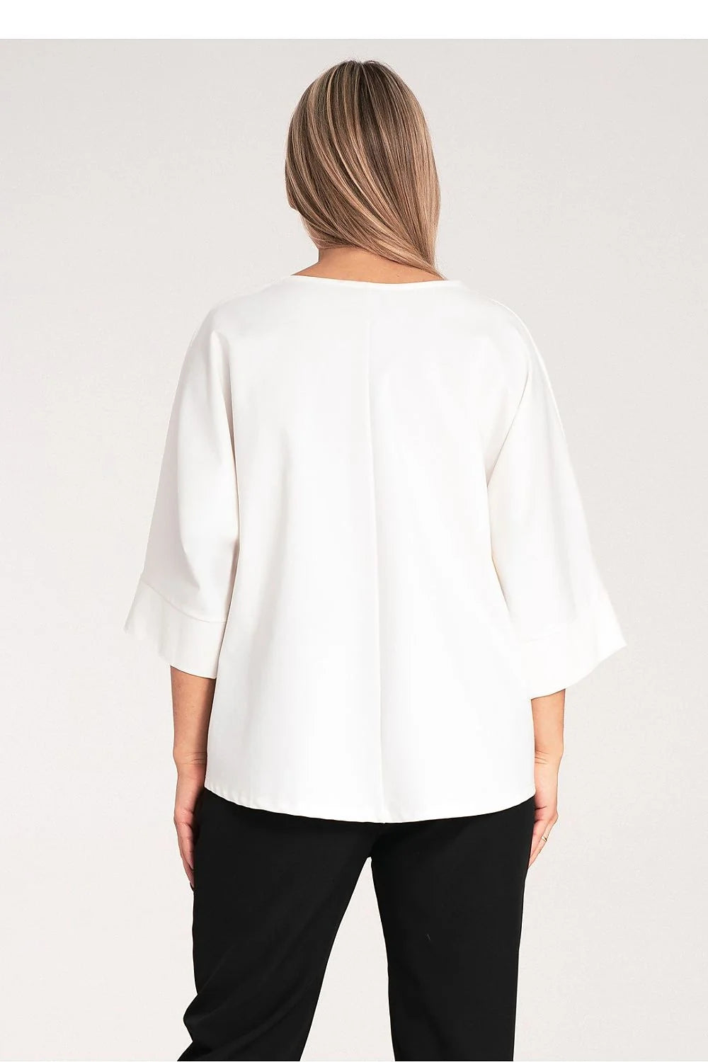 Chemisier Figl féminin élégant décontracté manches trois-quarts fleurs brodées coton élasthanne polyester femme mode été