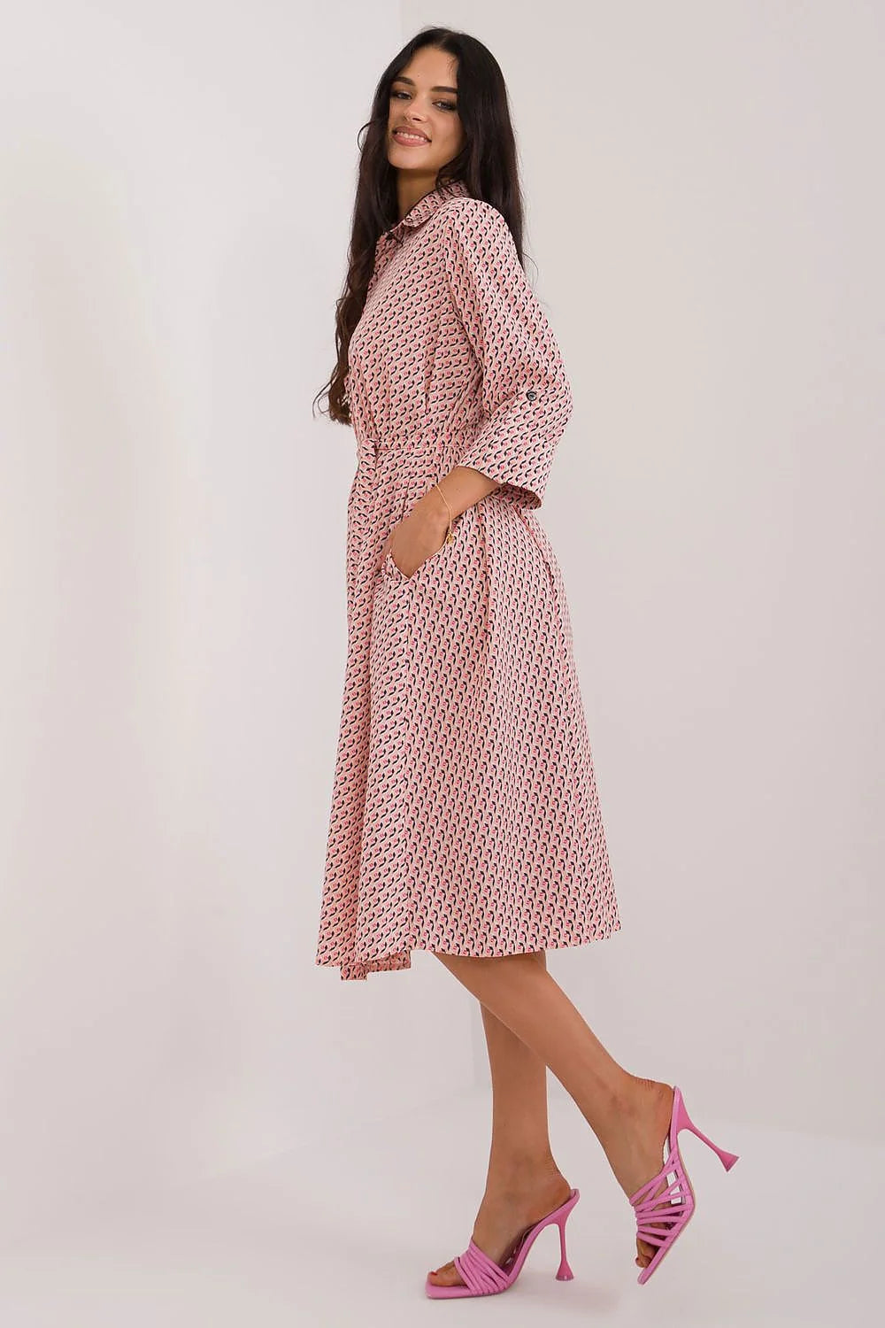 Robe de jour Lakerta élégante style chemisier vintage polyester elasthanne femmes occasions quotidiennes et travail