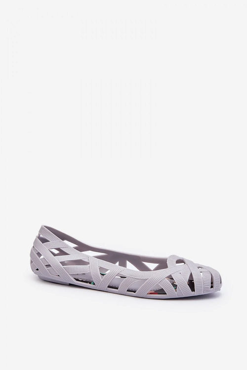 Ballerine Step in style lanières entrecroisées design moderne aéré femmes talon plat semelle plate couleur grise