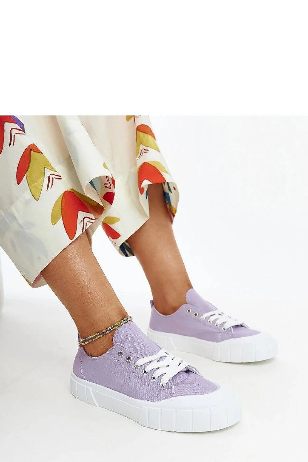 baskets Solea lavande violet femme basses plateforme toile canvas lacets blancs semelle caoutchouc rainurée confort durable mode casual estival