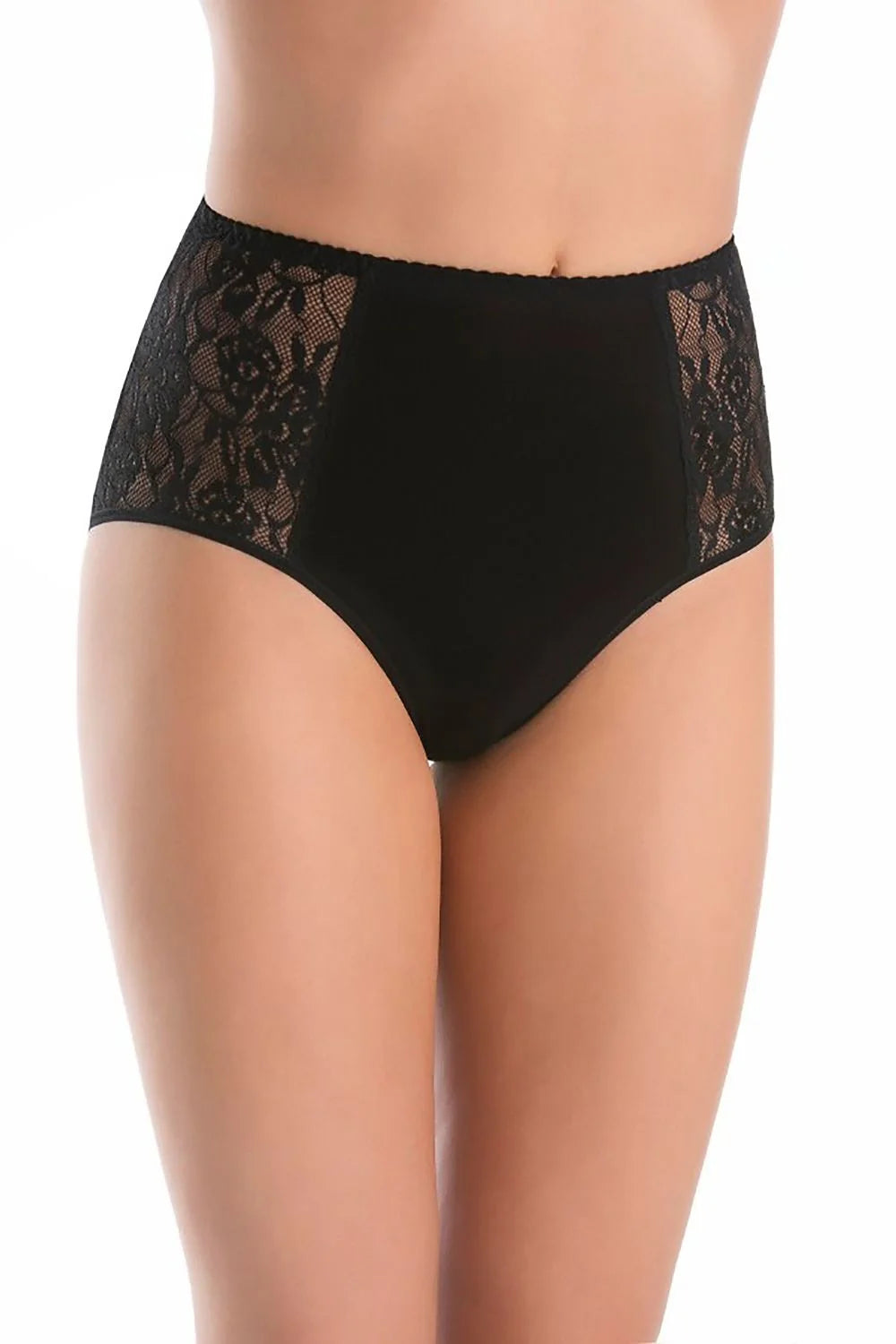 Culotte Taille Haute Élégante en Dentelle et Coton Noir Femme Coupe Sculptante Confortable Finitions Raffinées