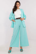 Pantalon femme style palazzo large couleur turquoise高 waist élasthanne polyester occasion semi-formelle mode élégant