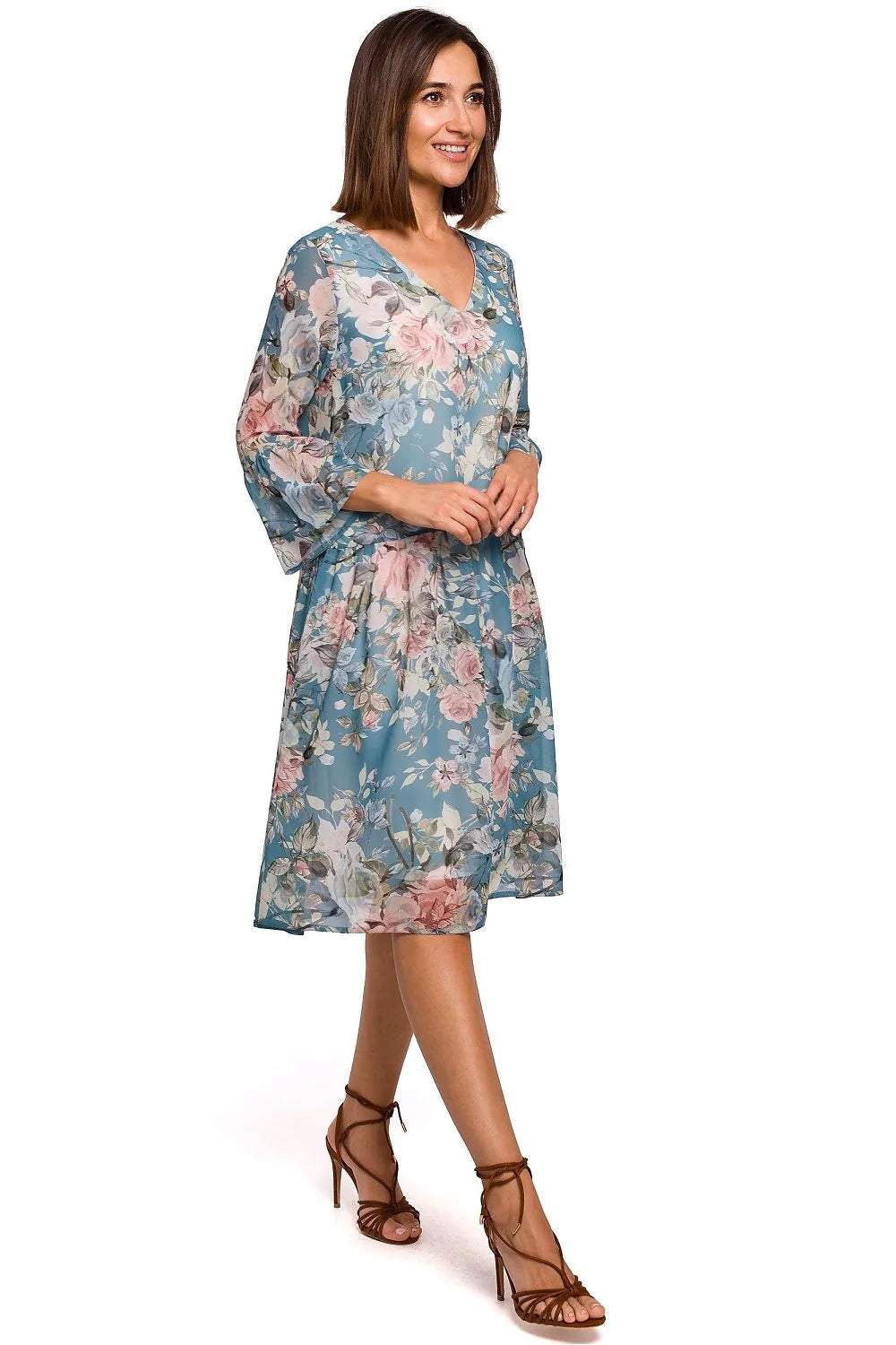 Robe de jour en mousseline de soie fleurie ample élégante pour femmes journées chaudes 2023