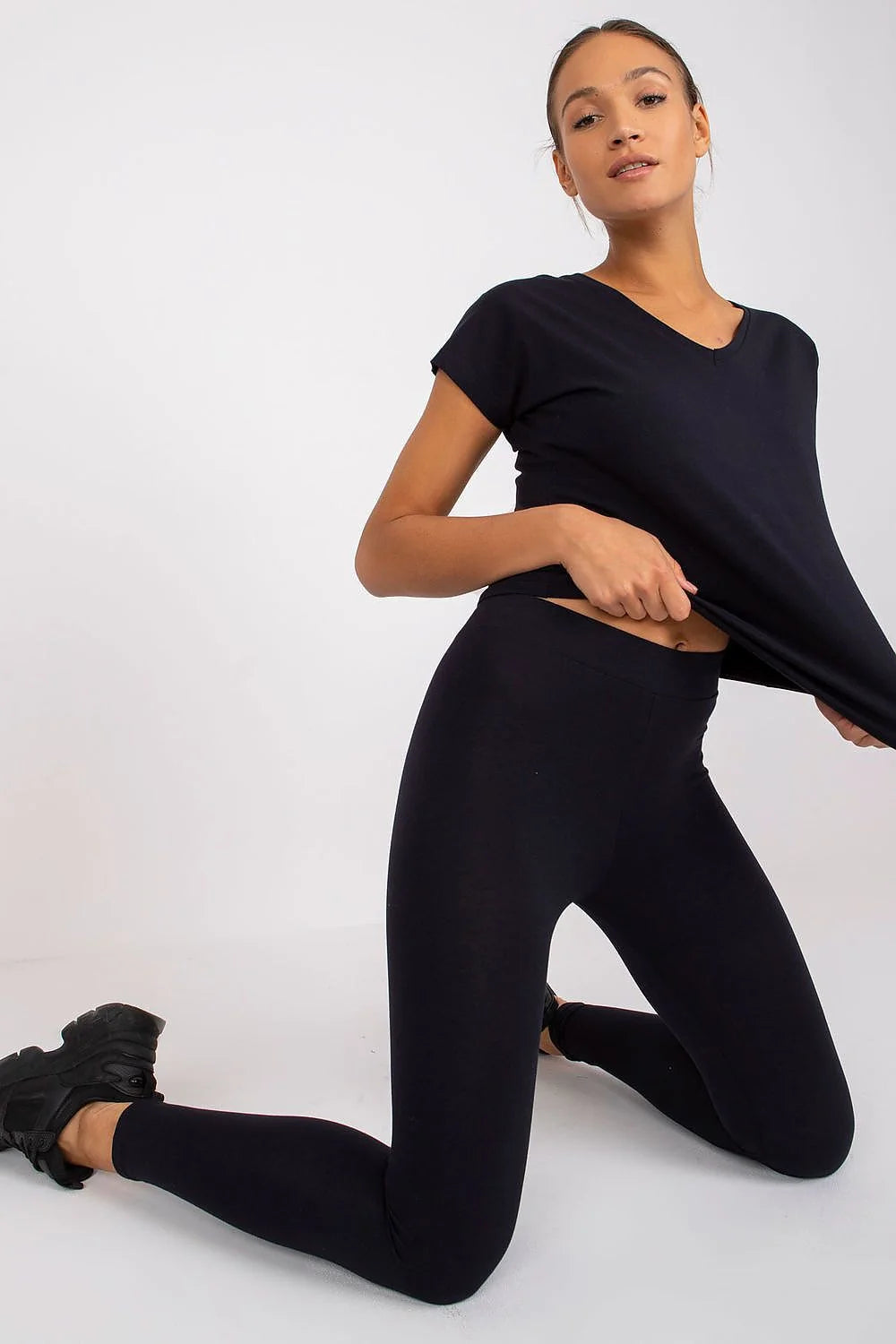 Ensemble T-shirt et Leggings Casual Sportif Coton Elasthanne Femme