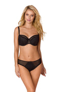 ensemble lingerie Vena balconnet soutiengorge dentelle microfibre noir armatures tulle mesh transparent bretelles réglables maintien structuré culotte décoratif sensuel
