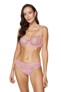 Ensemble de lingerie élégant rose dentelle microfibre soutien-gorge culotte coupe classique maintien excellent femmes daily wear occasion spéciale