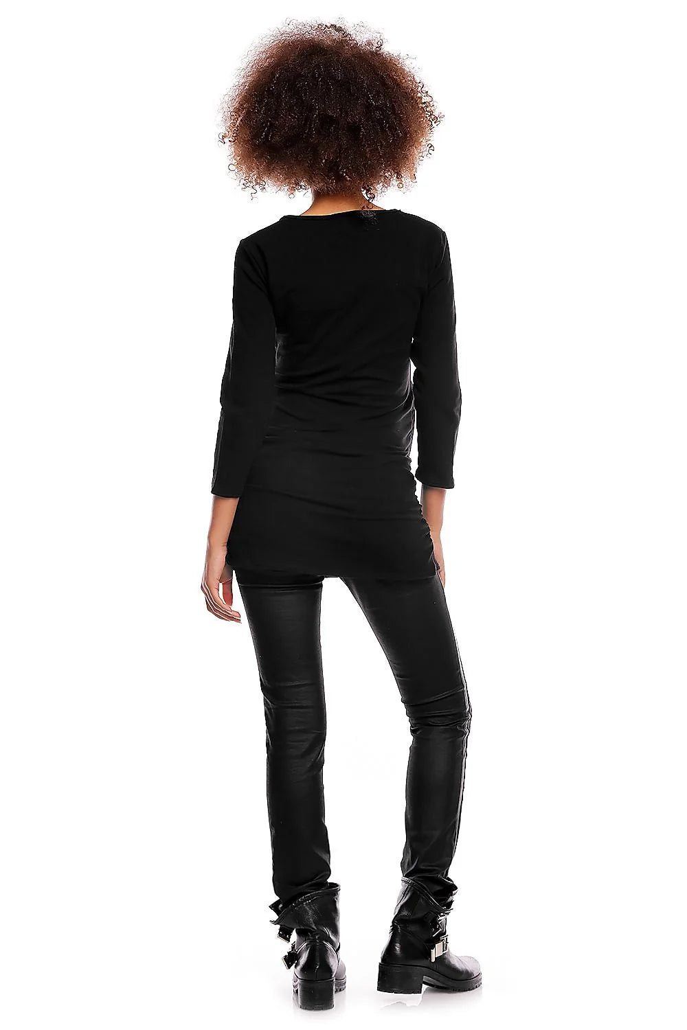Haut de maternité coton bleu clair casual confort manches longues style élégant pour grossesse