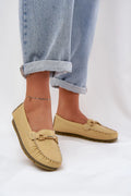 mocassins femme cuir naturel beige semelle caoutchouc crantée mors métallique doré moctoe surpiqûres apparentes souple confortable élégant classique polyvalent