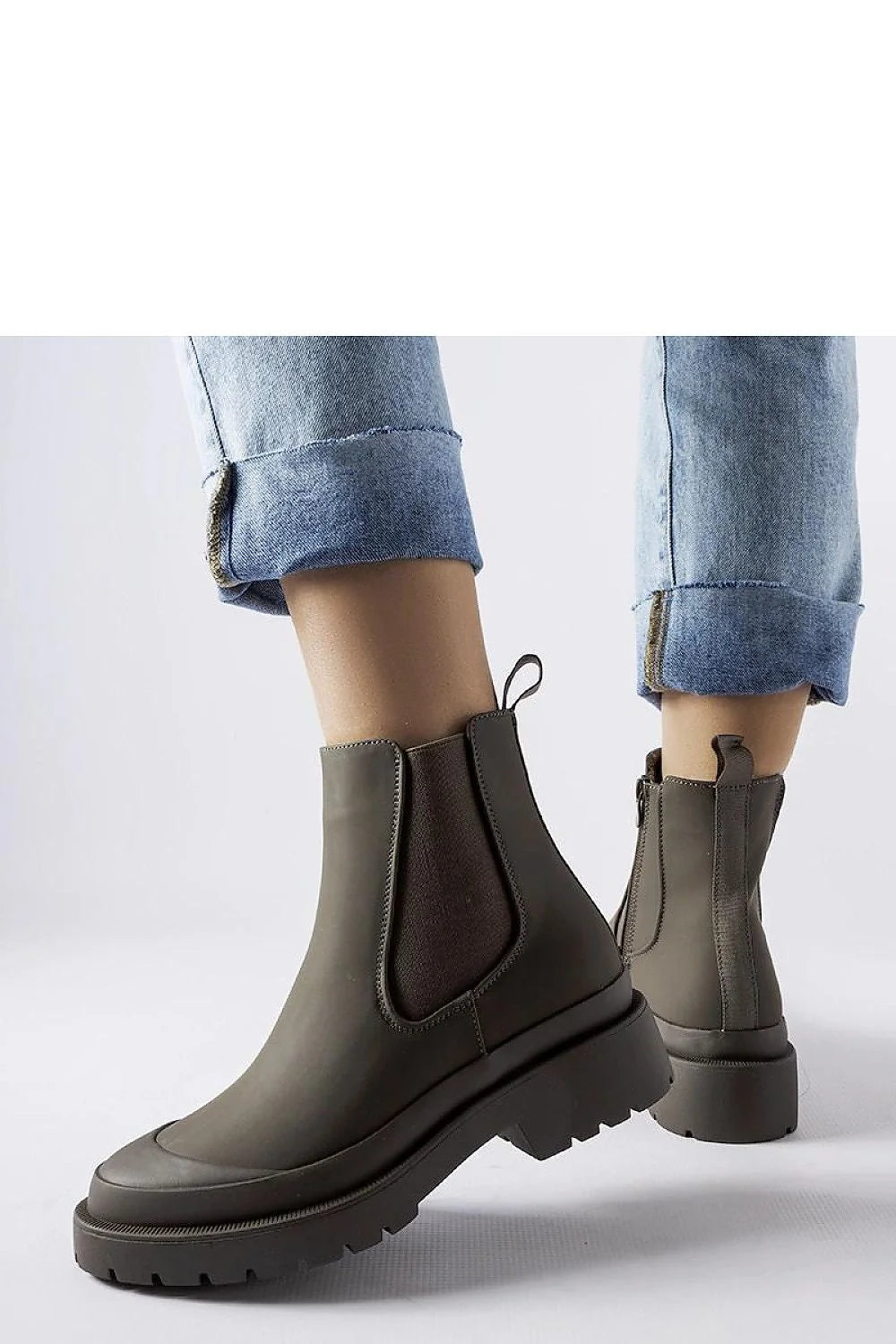 Bottines Chelsea vert kaki pour femmes, cuir synthétique, fermeture éclair latérale, semelle épaisse, talon moyen, confortable, style moderne, hiver, automne, quotidien, soirée