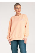 Sweatshirt Figl loose fit round neckline embroidered inscription cotton blend women casual oversized