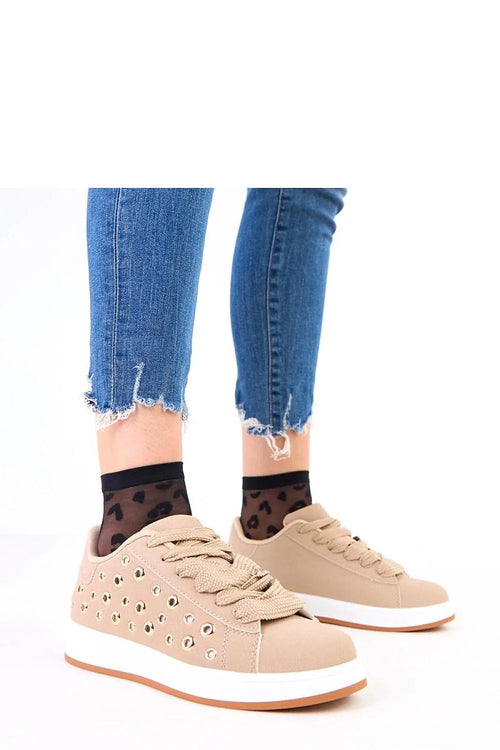 baskets femme basses nude beige lacets ruban simili cuir suédé œillets dorés semelle plateforme 3cm blanche rembourrée confort