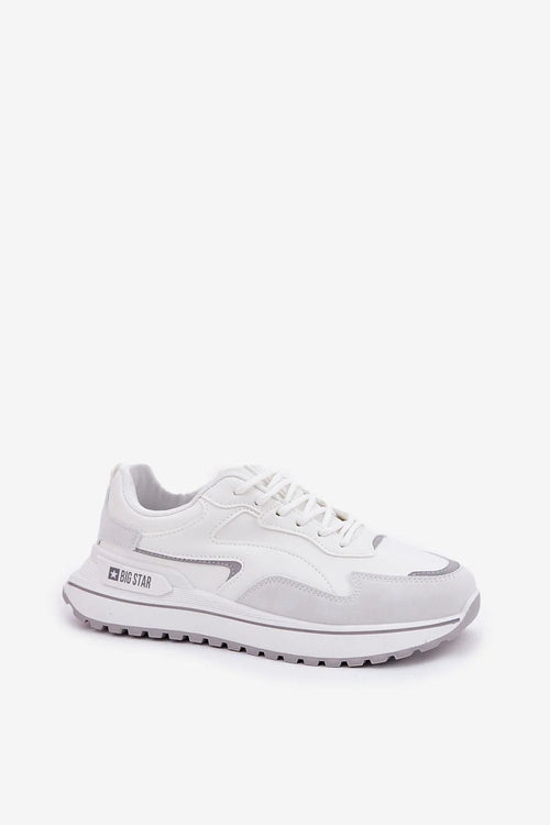 Baskets femmes design moderne style épuré Big Star cuir synthétique textile blanc cassé gris semelle épaisse amorti HI-POLY SYSTEM recyclé confort sportif occasion quotidienne urban fashion