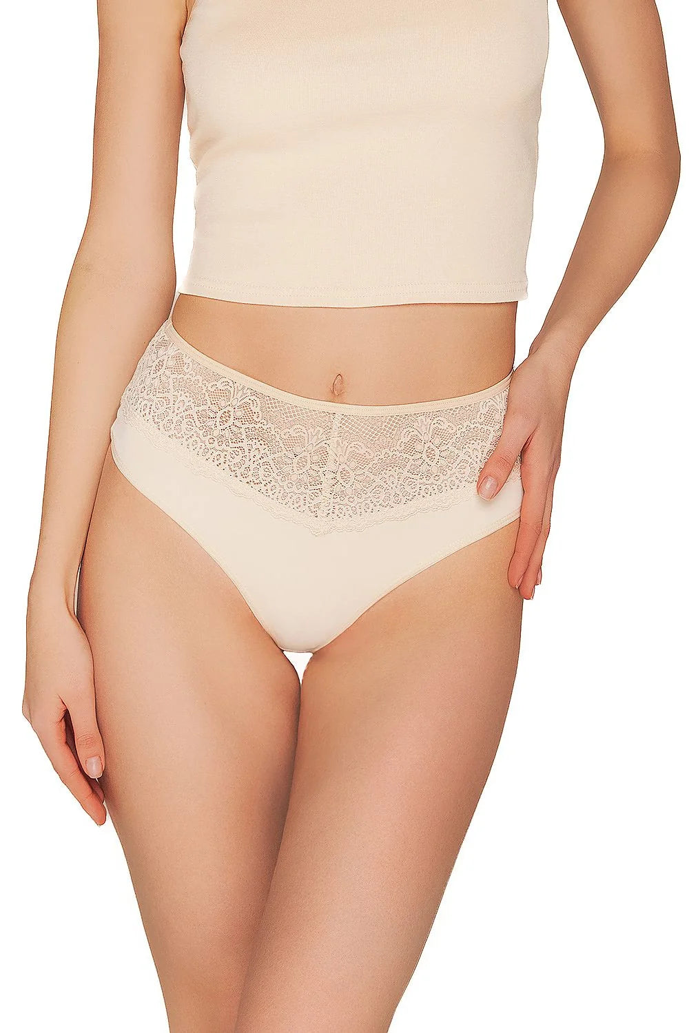 Strings Babell Culotte Taille Haute Microfibre Dentelle Noire Confort Élégance Soutien Invisible Élastique Femme