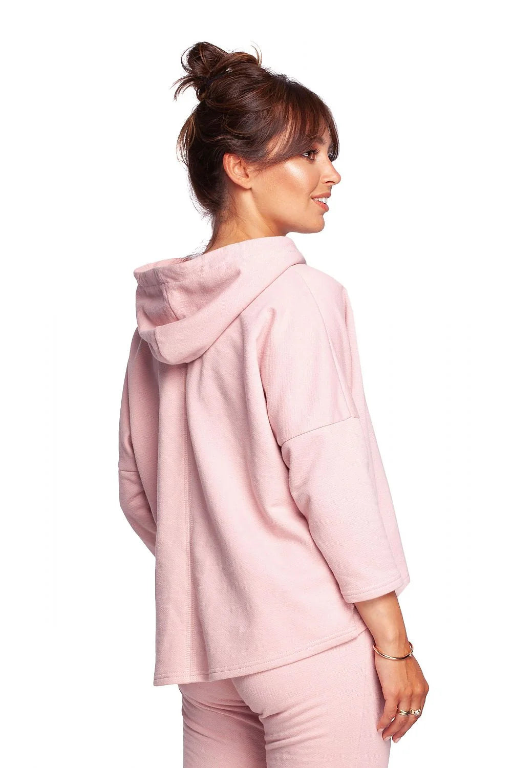 Sweatshirt et pantalon Be Wear femme rose pâle oversize décontracté style moderne maille douce coton polyester capuche drawstring