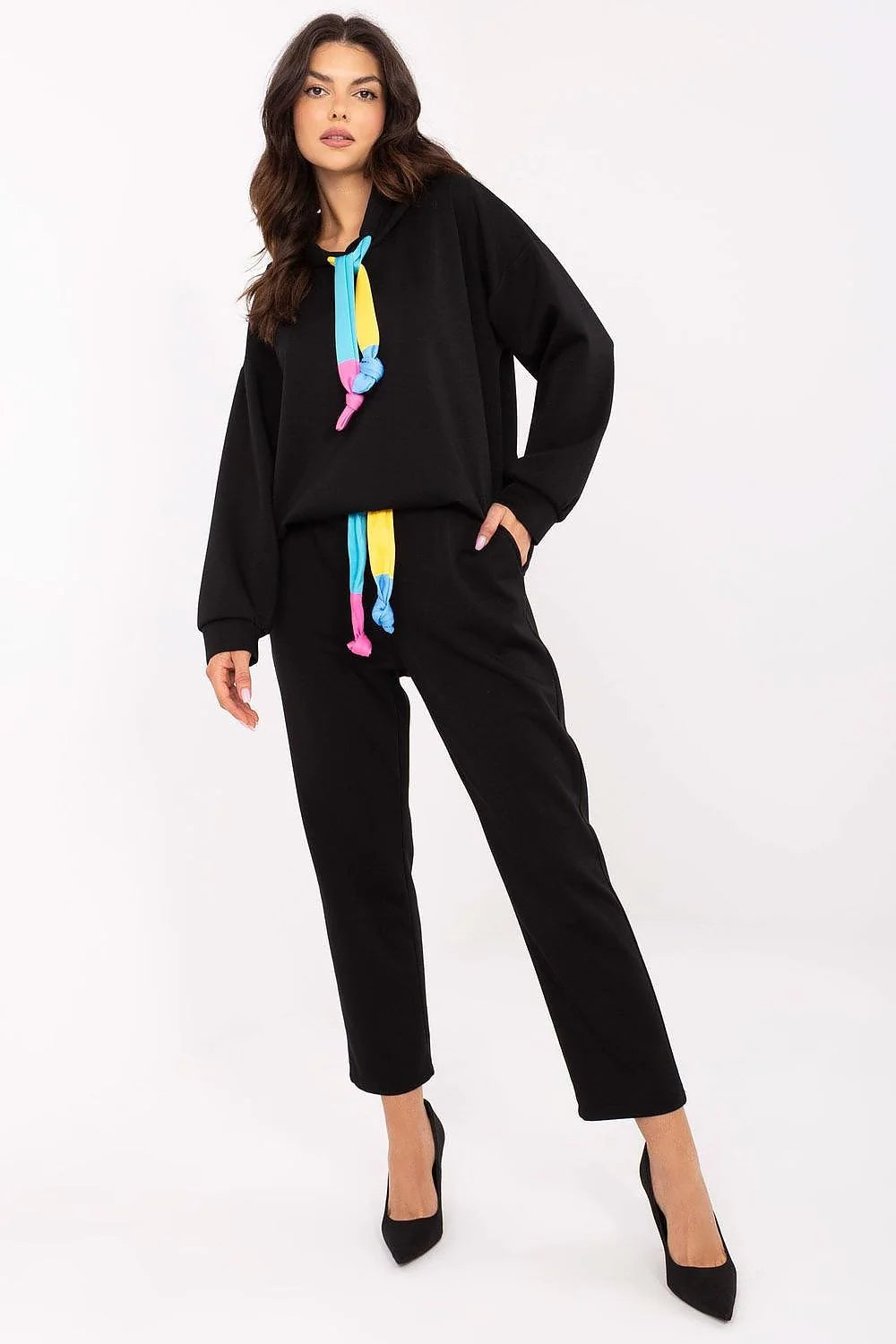 Ensemble Italy Moda deux pièces style décontracté chic femme manches longues taille haute pantalon droite