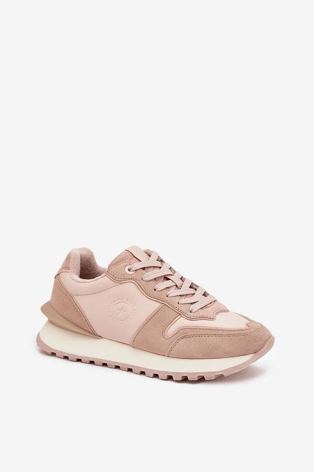 sneakers femme BigStar cuir suède rose poudré plateforme lacets col rembourré semelle intermédiaire blanche amortissante respirante recyclée antidérapante durable rétro