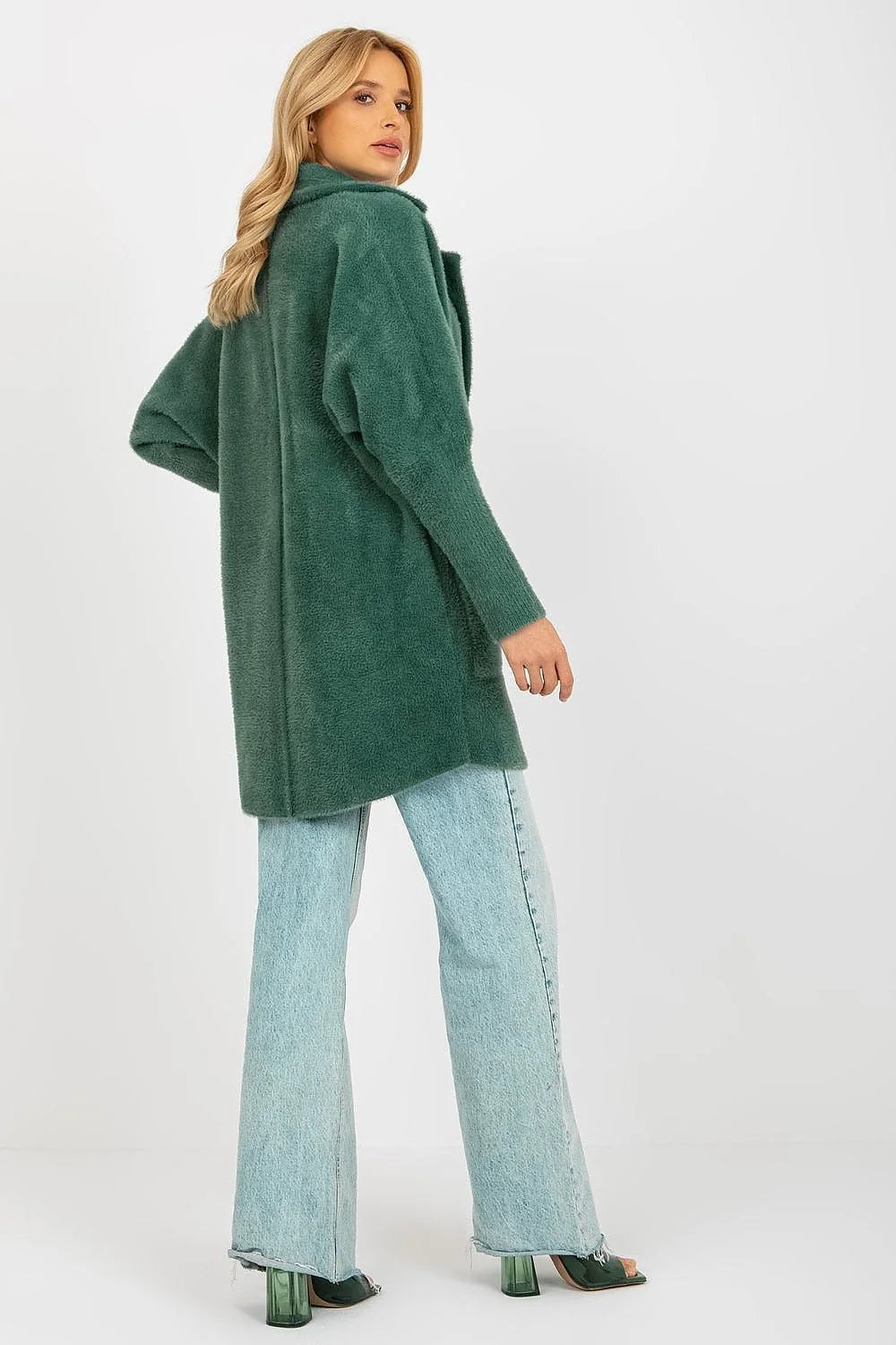 Manteau MBM pour femme coupe droite longueur mi-cuisse poches latérales col à revers matériau doux automne-hiver