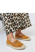 espadrilles abia suédine caramel zircons jute tressée semelle caoutchouc confortable rembourrée slipon bout renforcé coutures apparentes coupe ronde