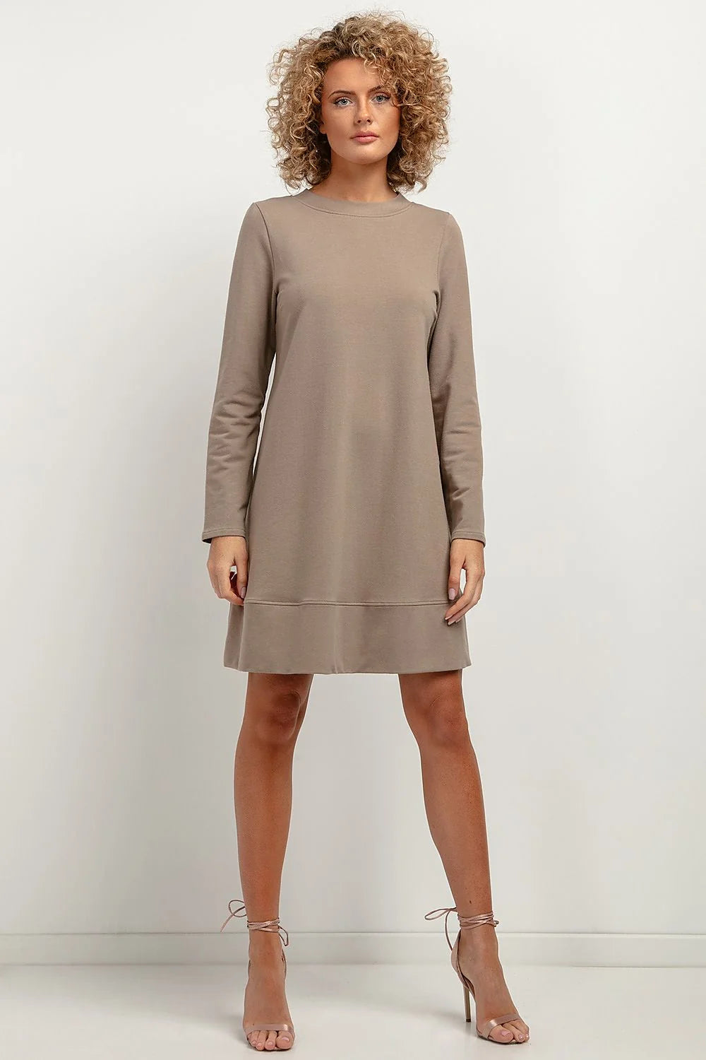 Robe de jour Tessita maille longueur genou coupe trapèze manches longues col rond coton polyester certification OEKO-TEX Standard 100