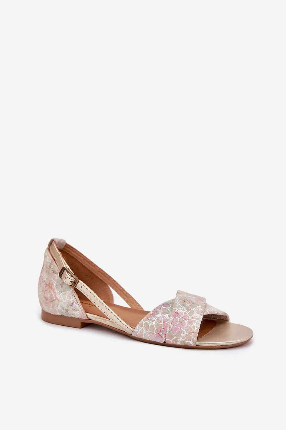Sandales Maciejka en cuir naturel beige clair floral style sophistiqué ouvert orteils femmes occasion estivale