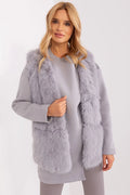 Ensemble mode femme sweat-shirt faux fourrure veste sans manches coupe droite style élégant occasion casuelle