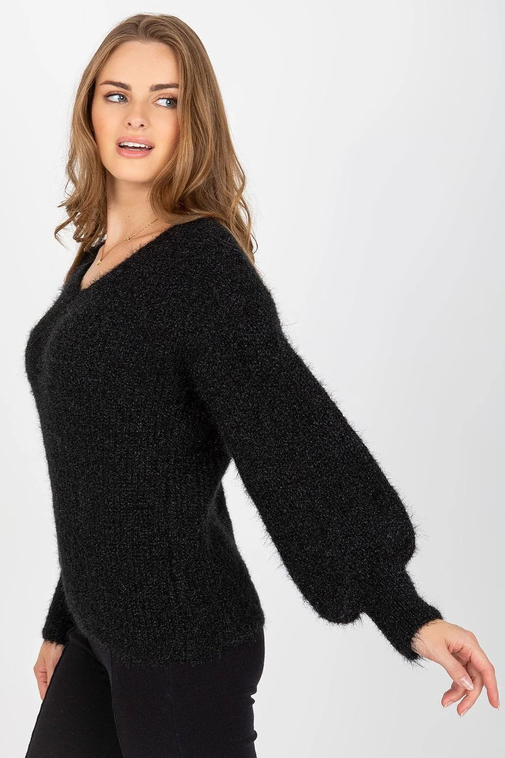Pull pour femme Chandail Och Bella manches longues col rond style casual matières douces couleur beige