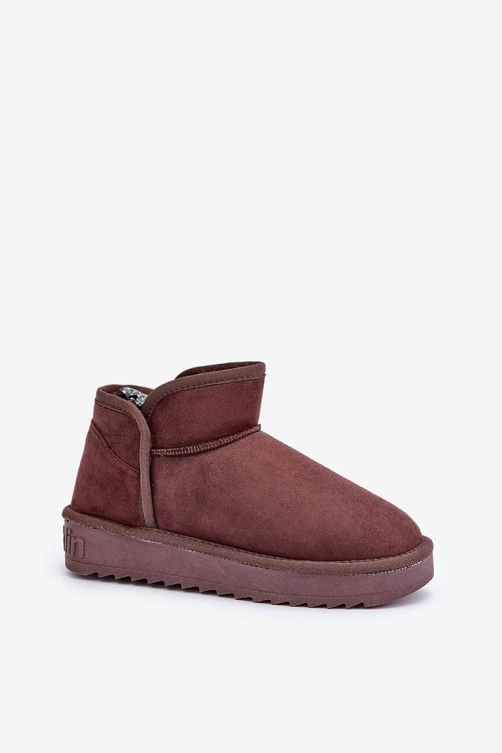 Bottines de neige pour femmes style moderne confortable design minimaliste tige courte suède brun chocolat