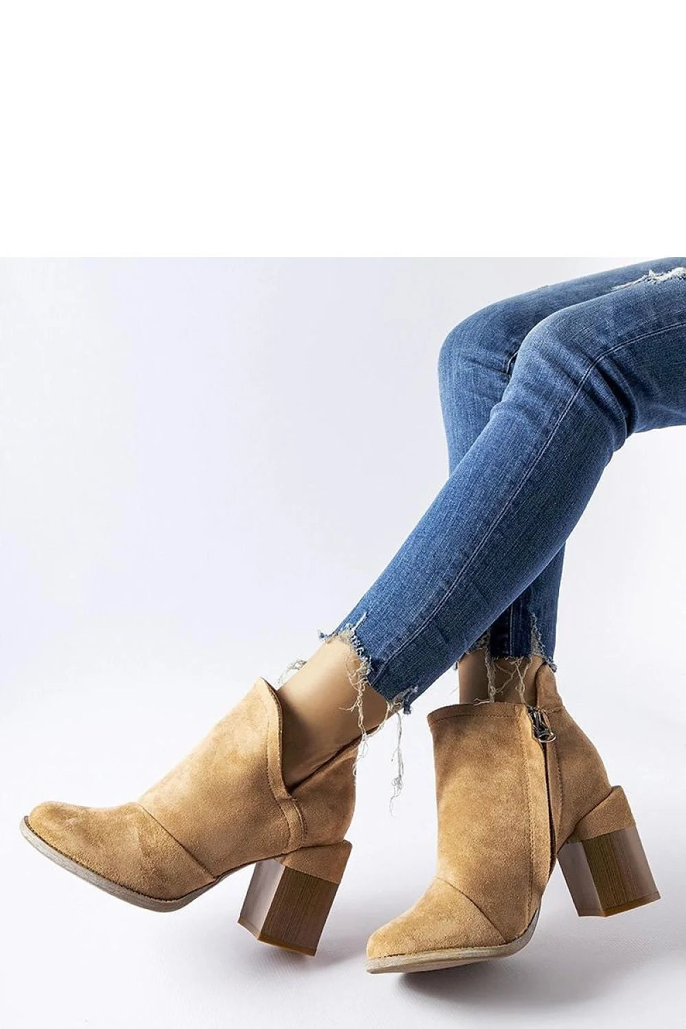 bottines Solea femme camel daim cuirzam écologique western moderne bout effilé tige échancrée talon bloc effetbois 5cm confortable élégante polyvalente