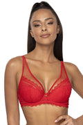 Soutien-gorge féminin élégant dentelle florale push-up ajustable sans baleines manches ajustables femmes