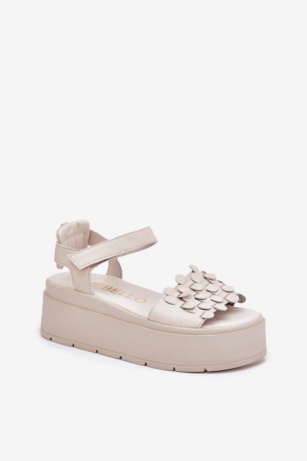 Sandales plateforme style élégant beige cuir naturel ajustement facile femmes occasion quotidienne et spéciale