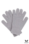 Gants d'hiver féminins classiques en laine et coton tricotés, poignets côtelés, couleur grise, coupe ajustée, isolation thermique, style intemporel, fabriqués en Pologne